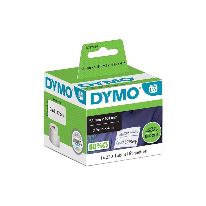 Dymo 99014 Etiquetas de Transferencia Térmica, Negro sobre Blanco, 54x101 mm, Rollo de 220 Ud Dymo 99014 Etiquetas de Transferencia Térmica, Negro sobre Blanco, 54x101 mm, Rollo de 220 Ud
