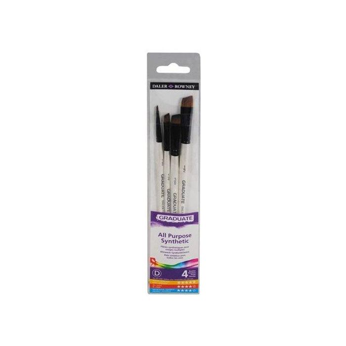 Pincel Daler Rowney Graduate Planos Mango Corto Blister De 4