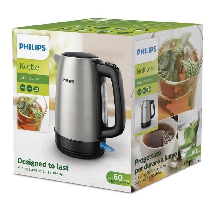 Hervidor Philips HD9350/90 1,7L 2200W Inox Negro Acero Acero Inoxidable Polipropileno 2200 W 1,7 L 5