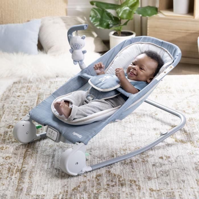 INGENUITY Happy Belly Rock-to-Bounce Asiento - Música - Vibraciones - Arco de Actividad Extraíble - Peluche Cebra - 2 INGENUITY Happy Belly Rock-to-Bounce Asiento - Música - Vibraciones - Arco de Actividad Extraíble - Peluche Cebra - 2