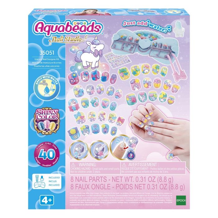 Aquabeads AQU5054131350515 Kit de Manicura Unicornio - 40 Uñas - con Pegatinas 4