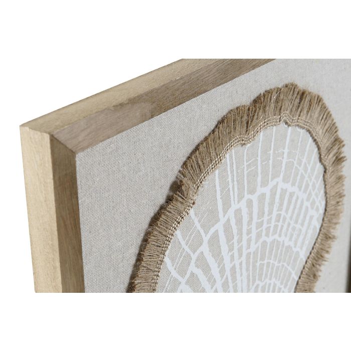 DKD Home Decor Hangzhou design 26b Cuadro Mediterraneo Natural Blanco Yute MDF 40 x 40 cm (3 Unidades)