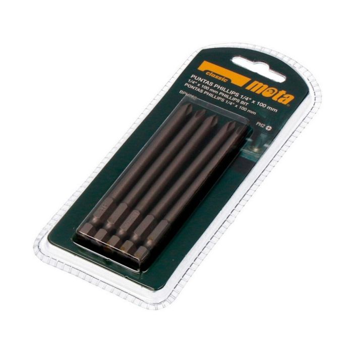 Mota Herramientas Pack 5 puntas bit ph2 x 90mm 1/4" acero Bph290