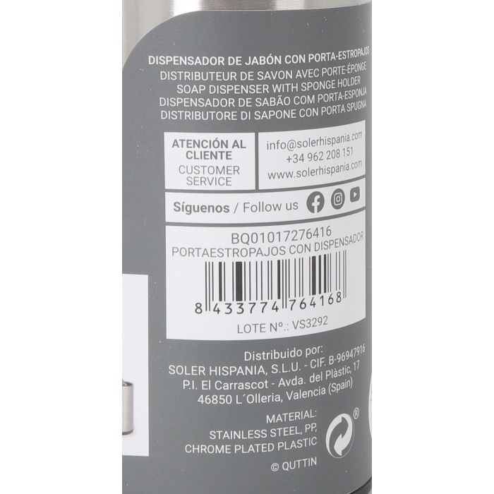 Quttin Portaestropajos con Dispensador - 6,4 x 18,4 x 14,8 cm (12 Unidades) 6