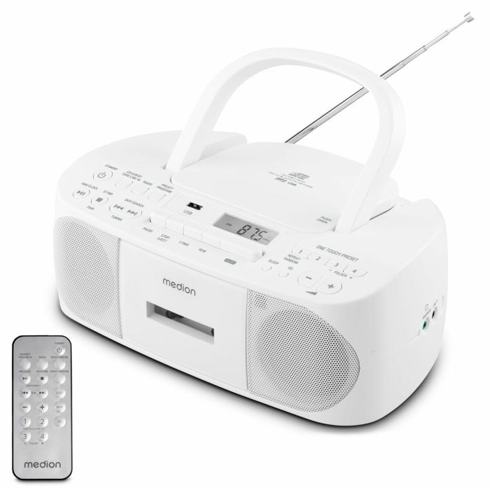 Medion MED4061275066371 Radio CD K7 FM con 2x3W RMS en Blanco 13 Medion MED4061275066371 Radio CD K7 FM con 2x3W RMS en Blanco 13