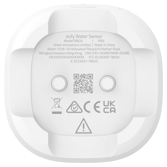 EUFY Eufy T89203D1 Sensor de Alarma de Inundación y Escarcha, Inalámbrico Wi-Fi, Blanco, Sensor de Humedad y Temperatura