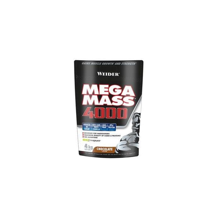 Weider Mega Mass 4000 Chocolate 4Kg - Ganador de Masa Muscular con Proteínas y Carbohidratos