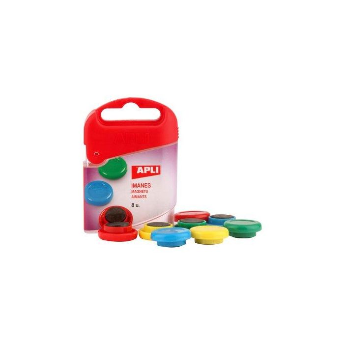 Apli Pack 8 Imanes Redondos 20 mm Colores Surtidos