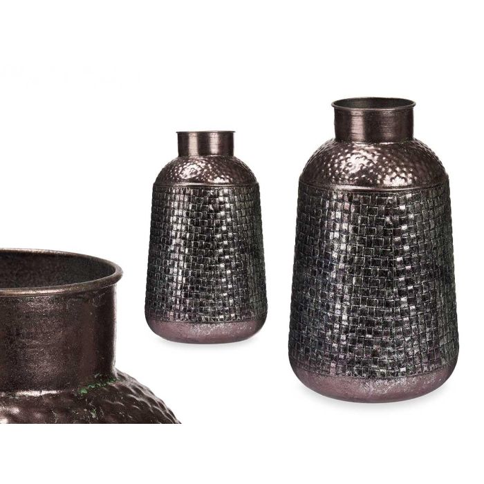 Jarron Relieve Ancho Plata Envejecido Giftdecor 22X39CM (4 Unidades) Jarron Relieve Ancho Plata Envejecido Giftdecor 22X39CM (4 Unidades)