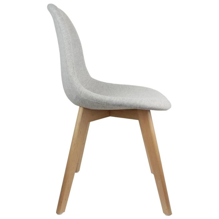 Home Deco Factory Silla HELSINKI Diseño Escandinavo Patas Madera Asiento Tela Gris 47x53x87,2 cm 2