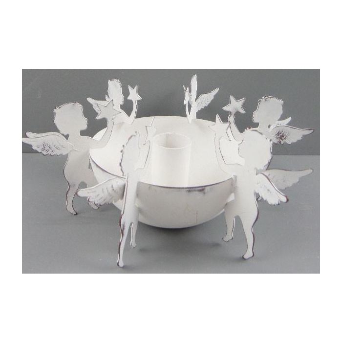DKD Home Decor Portavela Navidad Moderna de Metal Blanco 11 x 24 x 24 cm (2 Unidades)