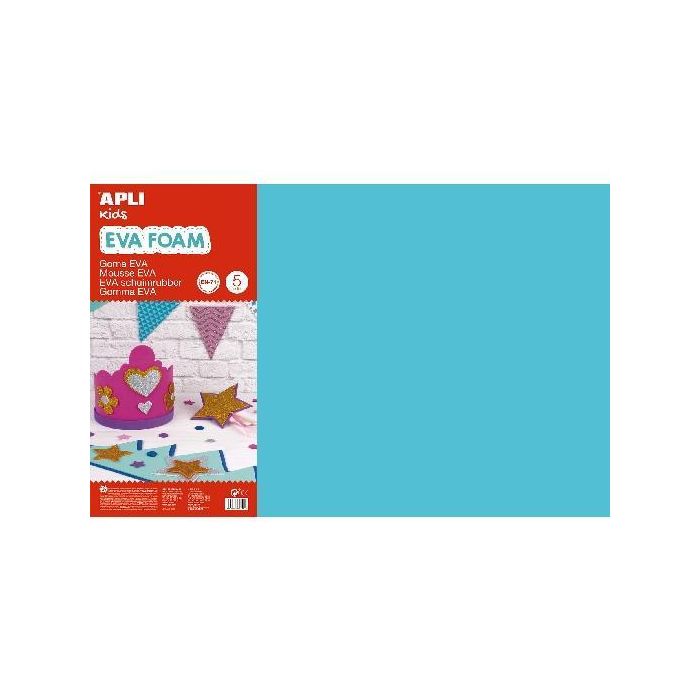 Apli Goma EVA Azul Claro 40x60 cm 2 mm Pack 5 Hojas para Manualidades Apli Goma EVA Azul Claro 40x60 cm 2 mm Pack 5 Hojas para Manualidades