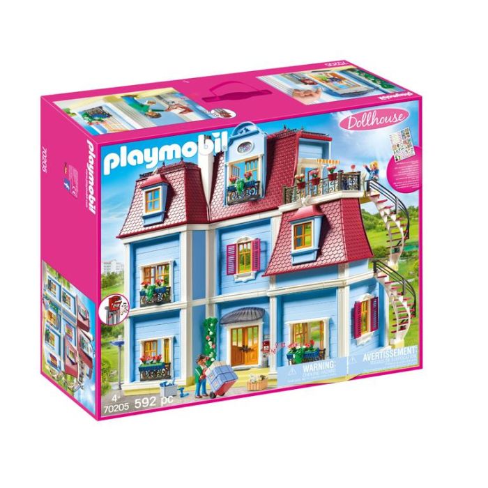 PLAYMOBIL 70205 Casa de Muñecas Grande con Terraza y Timbre Funcional para Niños +4 años