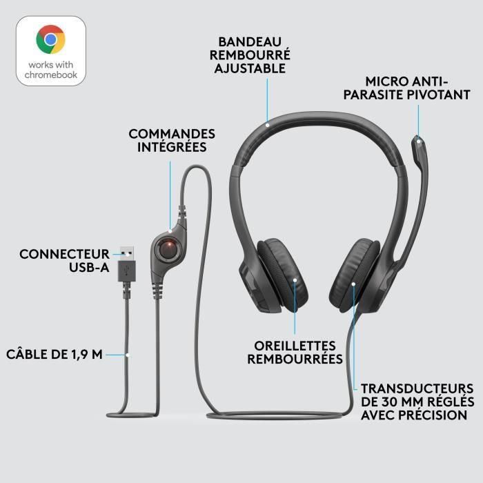 Auriculares Logitech H390/ con Micrófono/ USB/ Negros 5