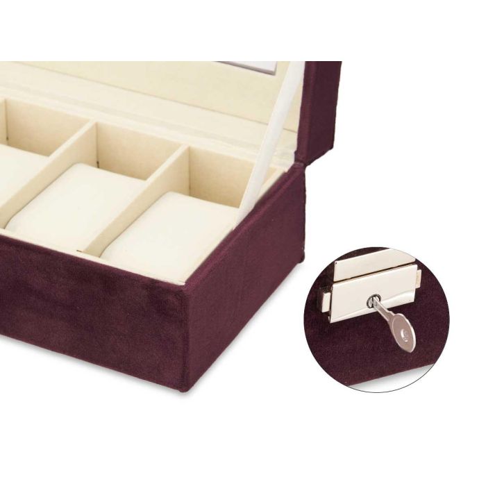 Caja Relojero 6 Huecos Con Llave Burdeos Giftdecor 30X8CM (6 Unidades) 3 Caja Relojero 6 Huecos Con Llave Burdeos Giftdecor 30X8CM (6 Unidades) 3
