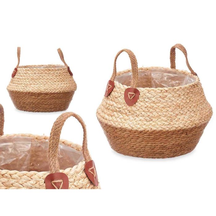 Giftdecor Cesto Plegable de Esparto Mixto con Asas, Redondo Natural 24 cm (8 Unidades)