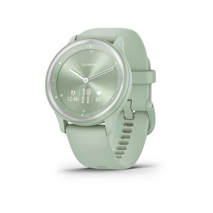 Garmin vivomove Sport Reloj inteligente híbrido con GPS y seguimiento de actividad, color menta y plata