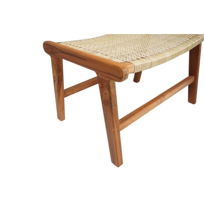DKD Home Decor Descalzadora Balines Natural Teca y Ratan Marron Claro 65 x 47 x 40 cm 1