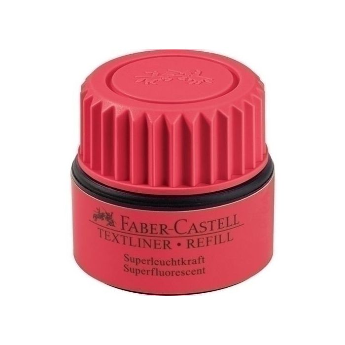 Faber Castell Tinta Rotulador Textliner 1543, 46, 48 Fluorescente Rojo – Recambio 30ml con Sistema Capilar Base Agua