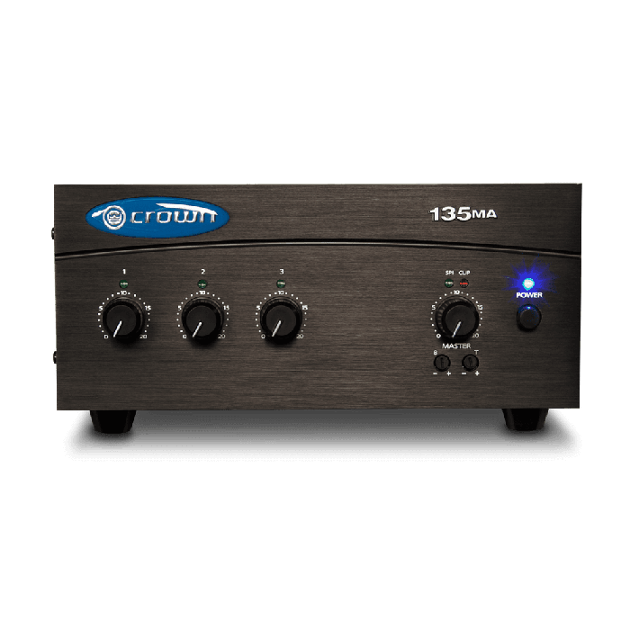 Crown 135MA Mezclador Amplificador 35W para Audio Comercial con 3 Entradas y Salida de 8 Ohmios