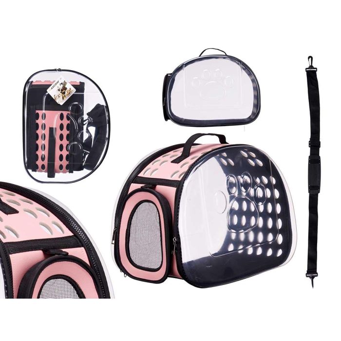 Transportin Transparente Rosa Grande Mascow 43X33CM (4 Unidades) Transportin Transparente Rosa Grande Mascow 43X33CM (4 Unidades)