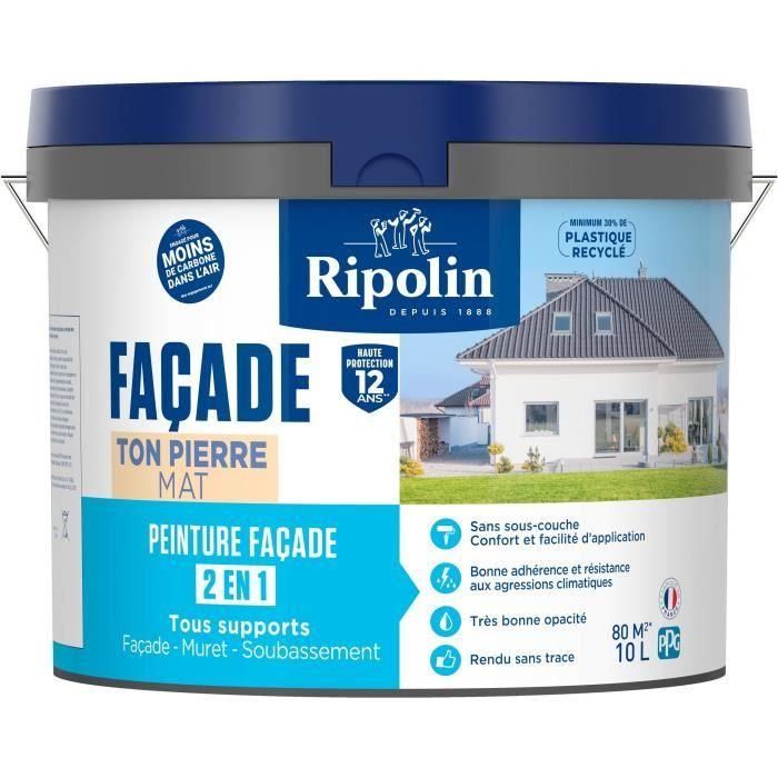 Pintura fachada clásica 2 en 1 - RIPOLIN - 474647 - Tono piedra - Mate - 10 L Pintura fachada clásica 2 en 1 - RIPOLIN - 474647 - Tono piedra - Mate - 10 L