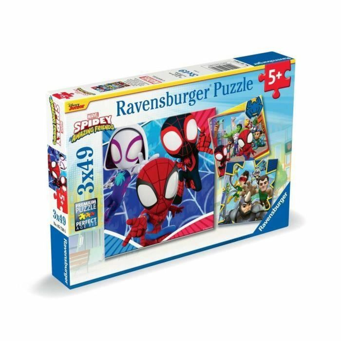 Ravensburger 4005556057306 Puzzles Spiderman 3x49 piezas - Spidey, el tirador de telarañas (5+ años) 1