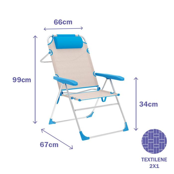 Silla Plegable Marbueno Azul Beige 67 x 99 x 66 cm 1 Silla Plegable Marbueno Azul Beige 67 x 99 x 66 cm 1