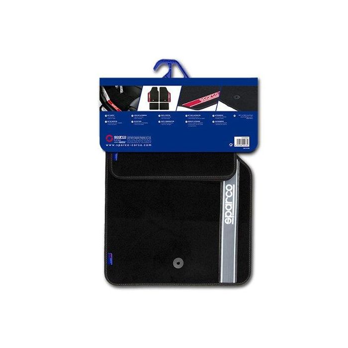 Sparco Alfombra Strada SPC CS6 03763BAR B Plata Moqueta Negra Diseño Deportivo Fácil Limpieza 2