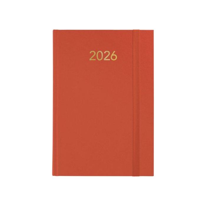 Agenda Anual (2026) Grafoplas Florencia Cosida Tapa Acolchada Con Goma A5 210X145 D/P Naranja