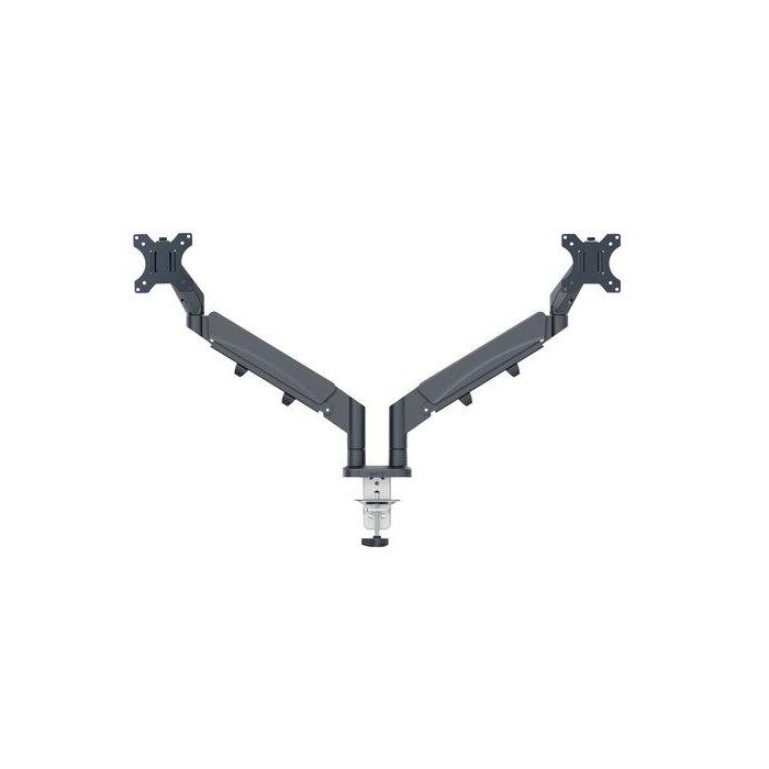 LEITZ 65370089 Brazo para Monitor Dual Ergo Spacesaving, Gris Oscuro, Soporte de Escritorio para 2 Pantallas de 17" a 32" hasta 9 kg