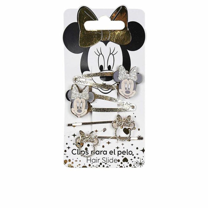 Inca Set de 4 Accesorios de Pelo para Niñas Minnie Dorado - 2 Clips y 2 Horquillas con Chapa de Minnie 100% Poliéster