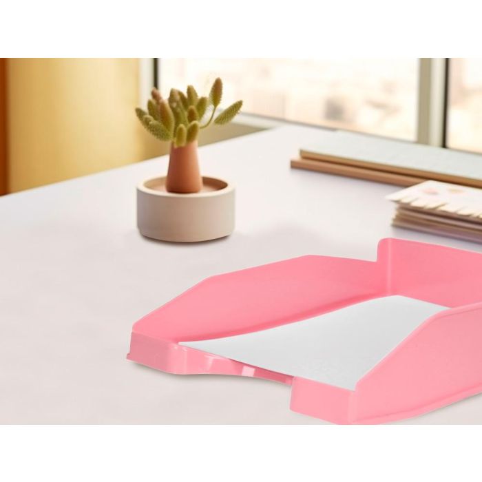 Bandeja Sobremesa Plastico Q-Connect Rosa Pastel Opaco 240x70x340 mm 5