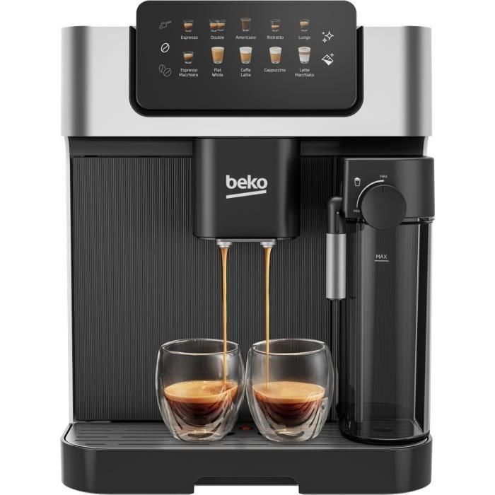 Beko CEG7304X Cafetera Automática con Molinillo Integrado, 1350 W, 19 Bares, Pantalla Táctil a Color