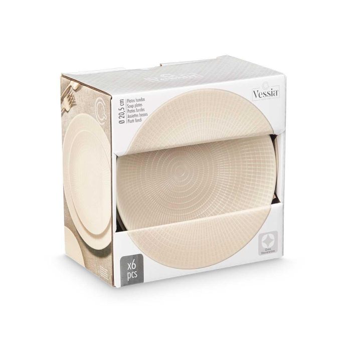 Plato Hondo 20,5 Cm Grabado Beige Vessia (24 Unidades) 1 Plato Hondo 20,5 Cm Grabado Beige Vessia (24 Unidades) 1