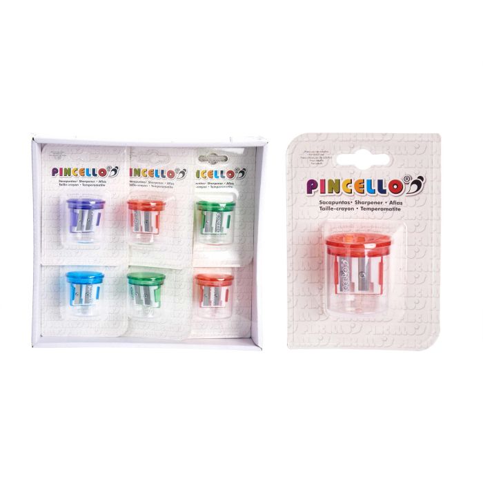 Sacapuntas Doble Pincello, 9.5x13.5x4 cm, Azul/Morado/Roja/Verde (24 Unidades) 2