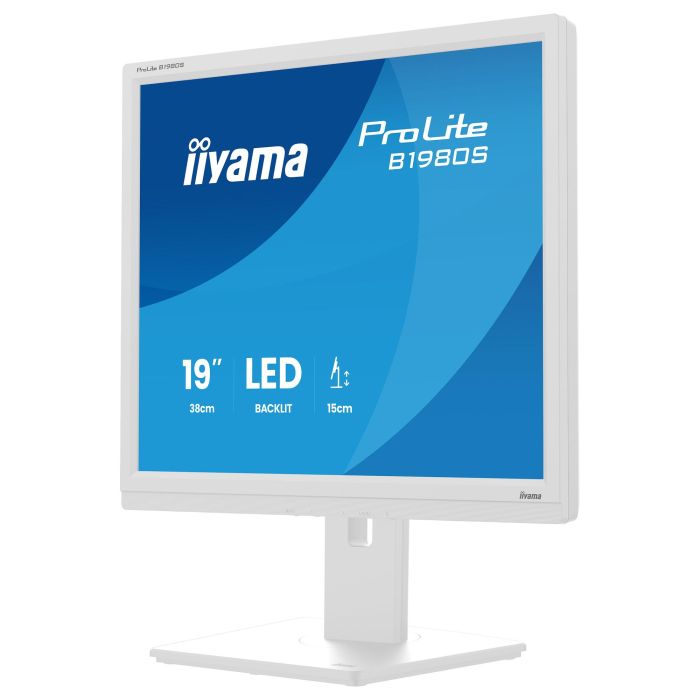 Iiyama ProLite B1980S-W1 - Monitor de 19" 1280x1024 (5:4), Panel TN, 75Hz, 3ms, 250 cd/m², Ajuste en Altura, Pivote, Altavoces, Blanco
