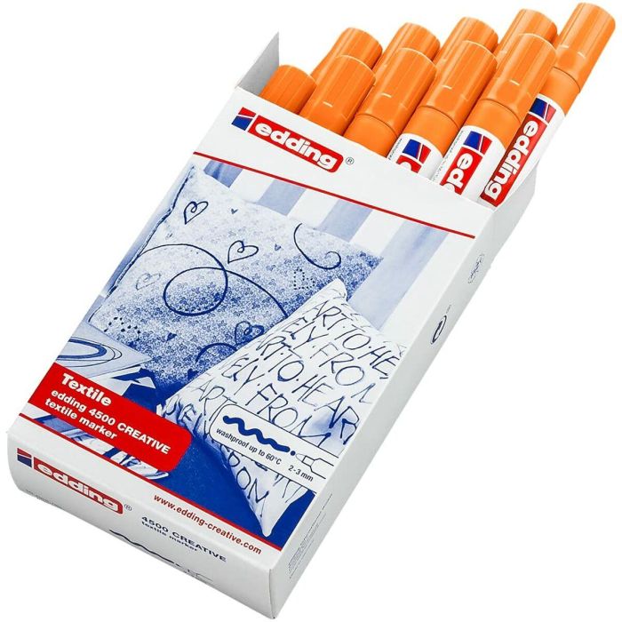 Rotulador permanente Edding 4500 Textil Fluorescente Naranja (10 Unidades) 1 Rotulador permanente Edding 4500 Textil Fluorescente Naranja (10 Unidades) 1