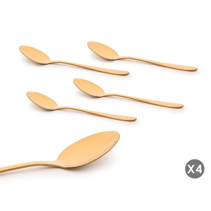 Kinvara Set 4 Cucharillas Doradas de Metal 4.5x16x2 cm - No apto lavavajillas (36 Unidades)