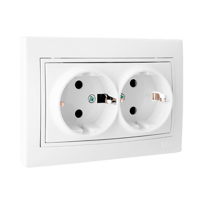 Solera Base doble de enchufe t/tl con obturador 16A 250V, modelo Europa, erp60/2u