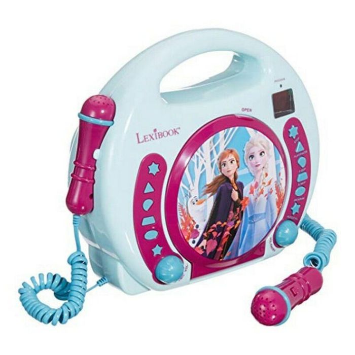 LEXIBOOK - THE QUEEN OF SNOW - Reproductor de CD Karaoke para niños con 2 micrófonos