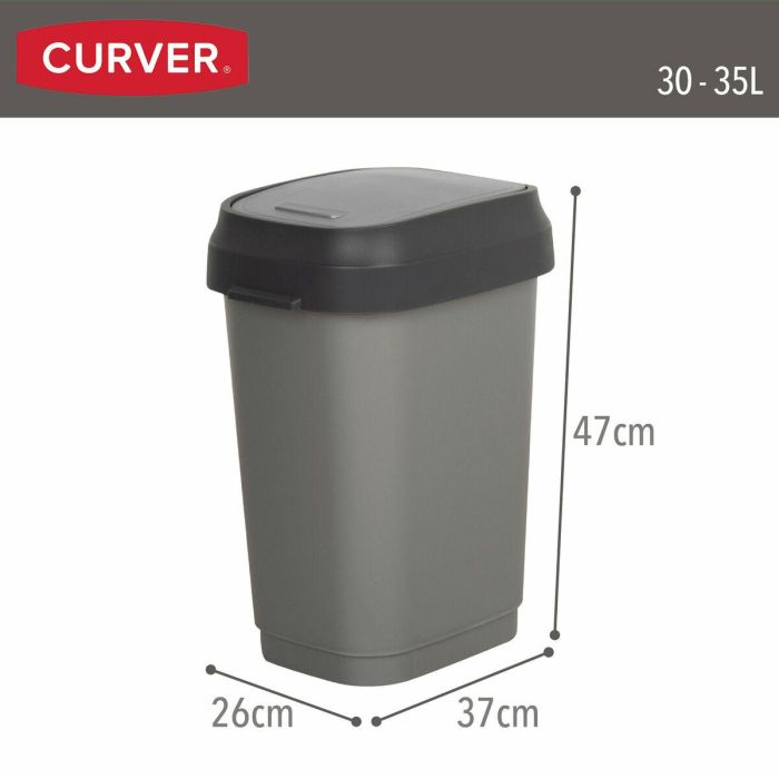 Cubo de basura Curver Gris oscuro Plástico 35 L (6 Unidades) 3 Cubo de basura Curver Gris oscuro Plástico 35 L (6 Unidades) 3