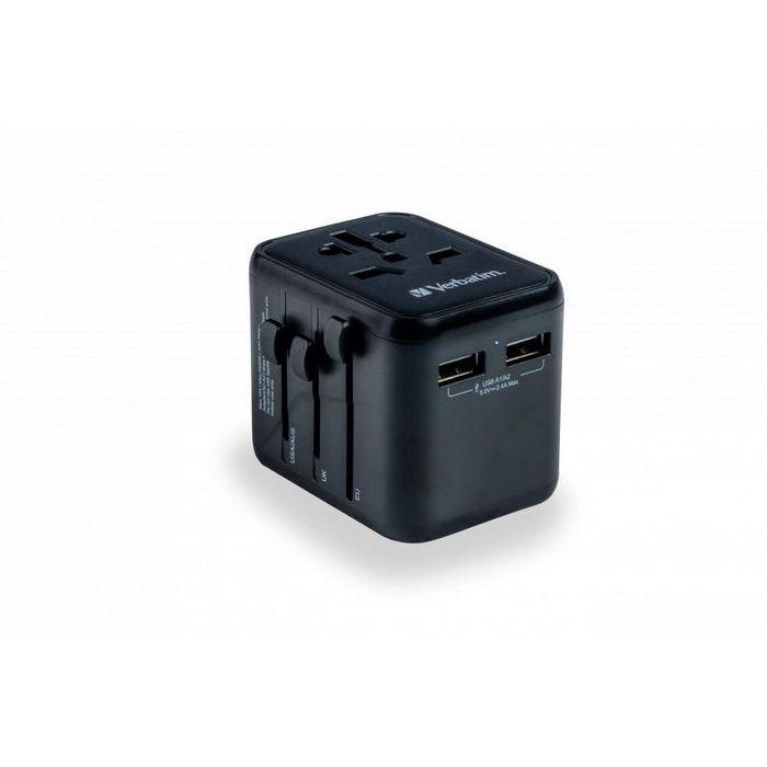 Verbatim UTA-01 Adaptador de Viaje Universal 12W con 2 puertos USB-A, compatible +180 países, carga 3 dispositivos simultáneamente 7 Verbatim UTA-01 Adaptador de Viaje Universal 12W con 2 puertos USB-A, compatible +180 países, carga 3 dispositivos simultáneamente 7