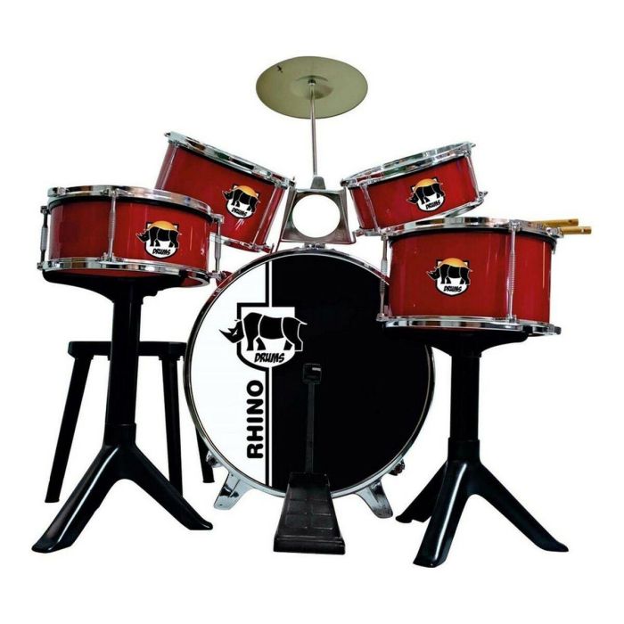 Batería percursion rhino drums red con banqueta 75x68x54 cm Batería percursion rhino drums red con banqueta 75x68x54 cm