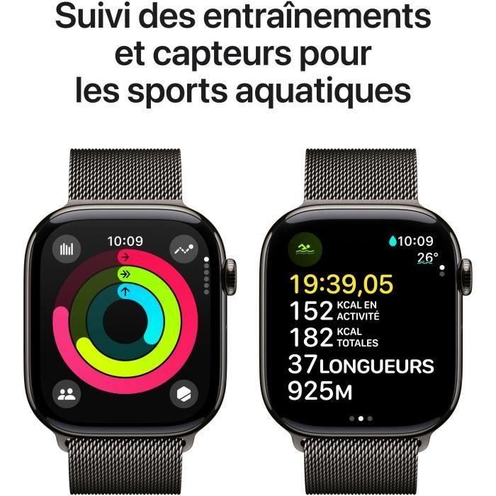 Apple Watch Series 10 GPS + Cellular 46 mm, Caja de titanio color pizarra, Correa Milanese Loop color pizarra S/M 3 Apple Watch Series 10 GPS + Cellular 46 mm, Caja de titanio color pizarra, Correa Milanese Loop color pizarra S/M 3