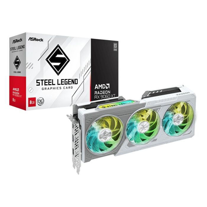 ASRock RX 9060XT 8GB GDDR6 Steel Legend Tarjeta Gráfica con 3 Ventiladores 5
