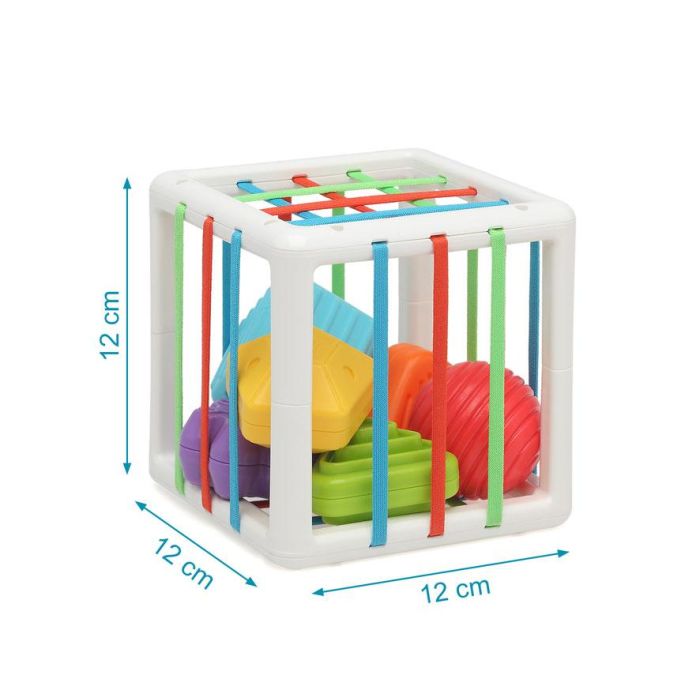 KioKids Cubo de Actividades para Bebés +12 meses con 6 Piezas Encajables de Formas Geométricas y Tiras Elásticas Multicolor 3