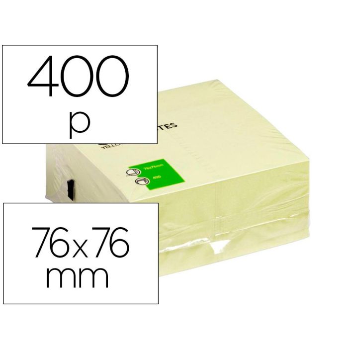 Bloc De Notas Adhesivas Quita Y Pon Q-Connect 76x76 mm Fsc Amarillo Con 400 Hojas