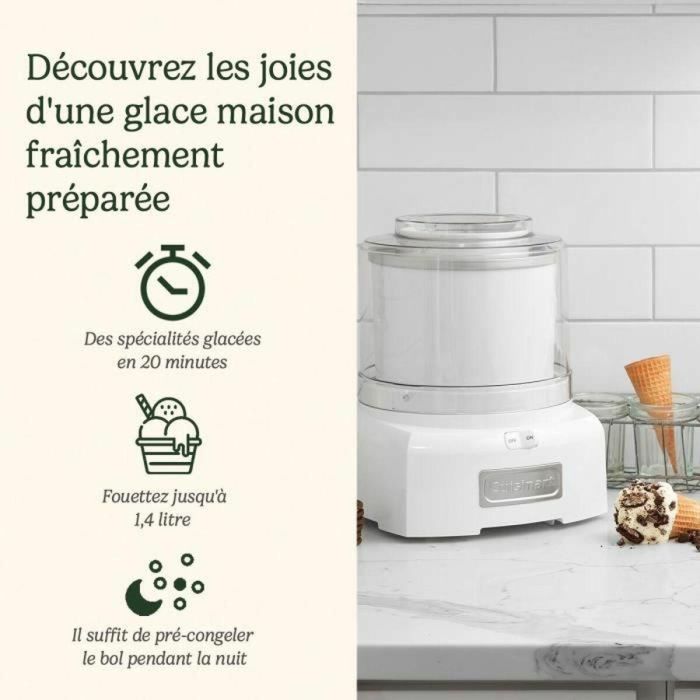 Heladera CUISINART ICE21E, 35 W, 1,4 L, color blanco 5