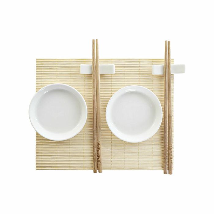 Sushi Oriental DKD Home Decor Natural Blanco 19.8 x 3 x 28.8 cm Set de 7